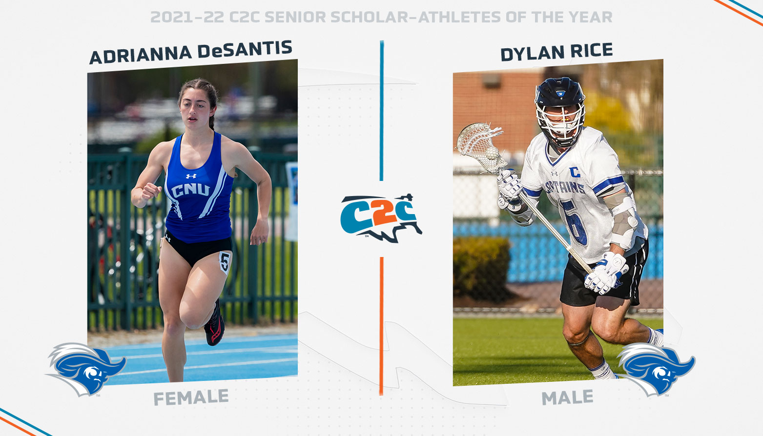 Christopher Newport's Adrianna DeSantis &amp; Dylan Rice Achieve C2C Senior Scholar-Athlete of the Year Honors