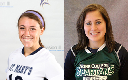 St. Mary's Junior Yvonne Latour And York Sophomore Melanie Glessner Win CAC Women's Soccer Awards
